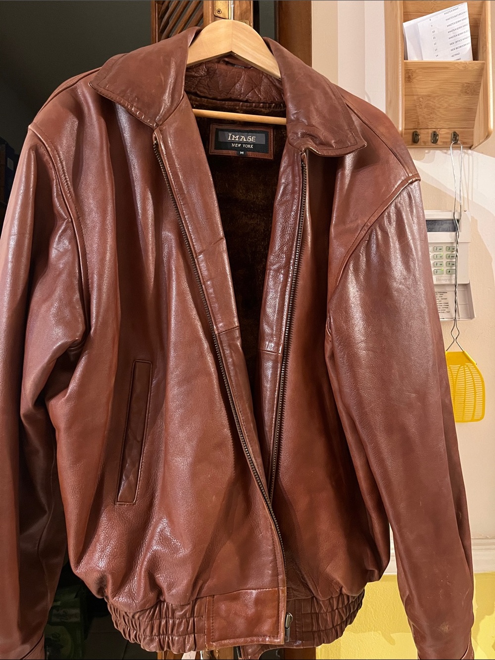 Men's Brown Leather Bomber Jacket